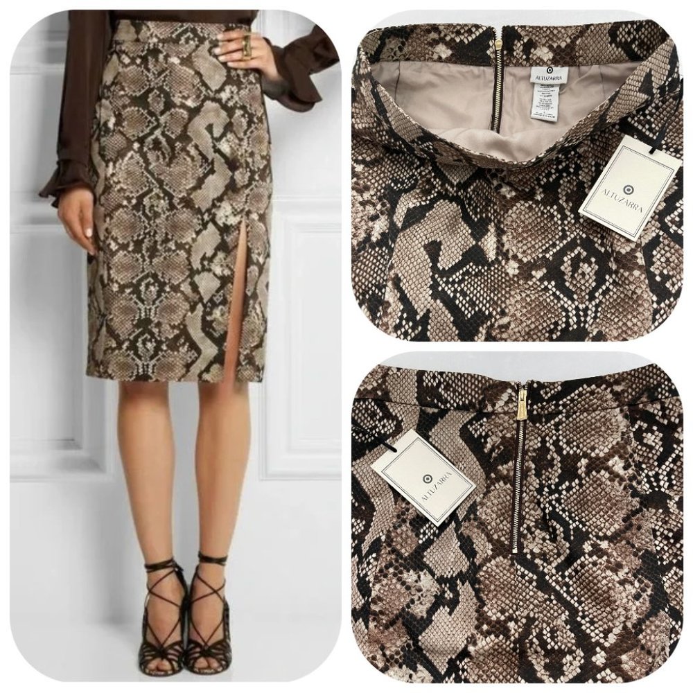NWT Altuzarra snake skin print pencil skirt with slit sz 2